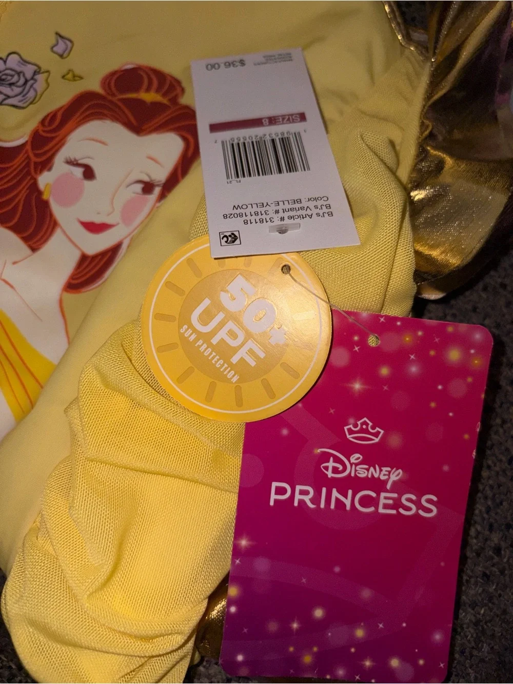 Disney Yellow Belle Princess Swimsuit Costume